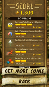 Temple Run Store Screen
